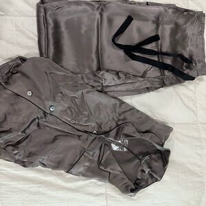 Julianna Ray Natalya Gray Silk Pajama Set